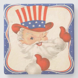 Uncle Sam Claus Patriotic Christmas Steinuntersetzer