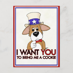 Uncle Sam Corgi Postcard Postkarte