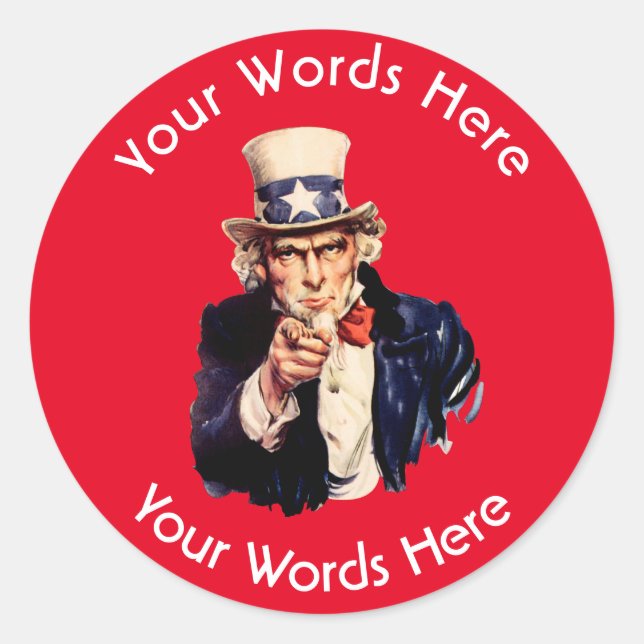 Uncle Sam Custom Runder Aufkleber (Vorderseite)