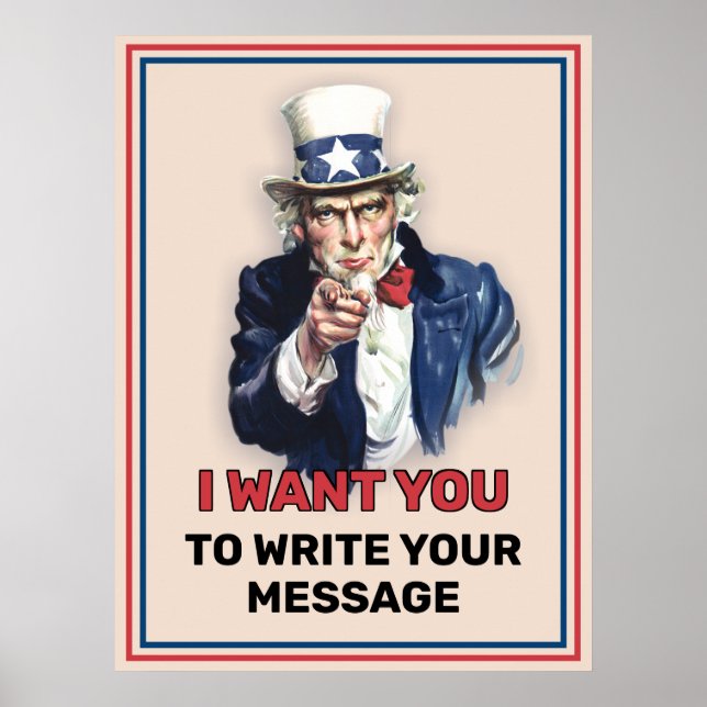 Uncle Sam Custom Text Recruruiting Poster (Vorne)