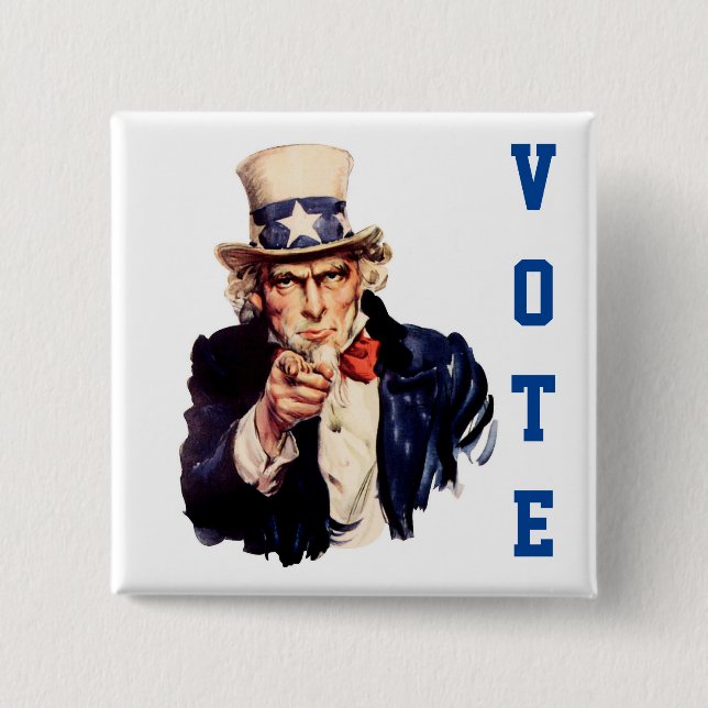 Uncle Sam Democratic Vote Button (Vorderseite)
