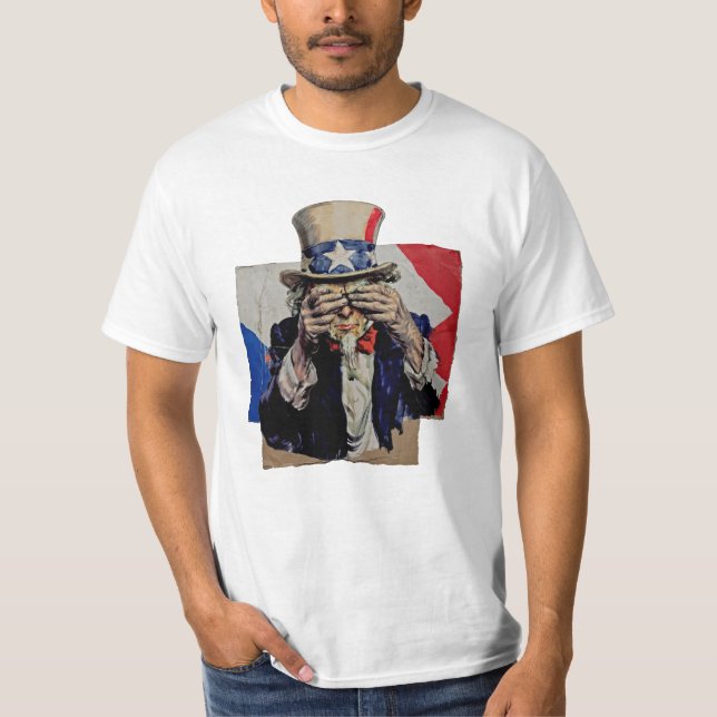 Uncle Sam, der sein Gesicht in schändlicher politi T-Shirt (Vorderseite)