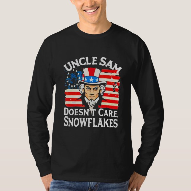 UNCLE SAM DOESN'T CARE SNOWFLAKES Funny American T-Shirt (Vorderseite)