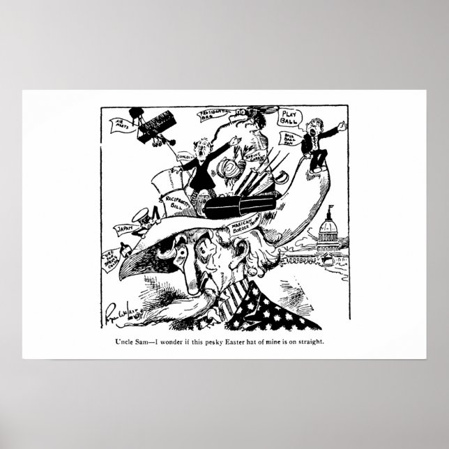 Uncle Sam Easter Hat Political Cartoon 1911 Poster (Vorne)