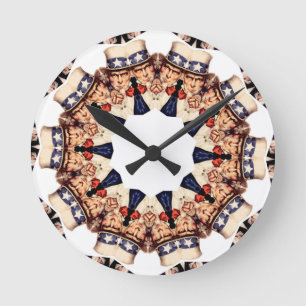 Uncle Sam Finger-Kaleidoskop zeigend Runde Wanduhr