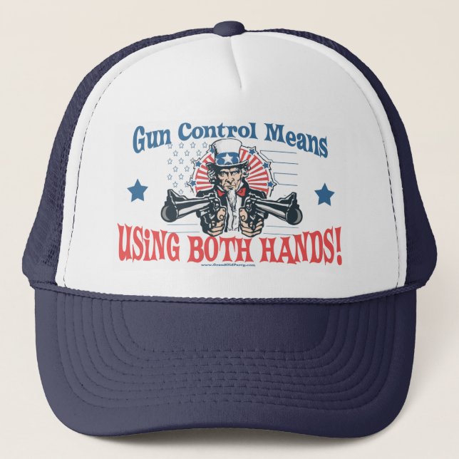Uncle Sam Gewehr-Kontrollen-Hut Truckerkappe (Vorderseite)