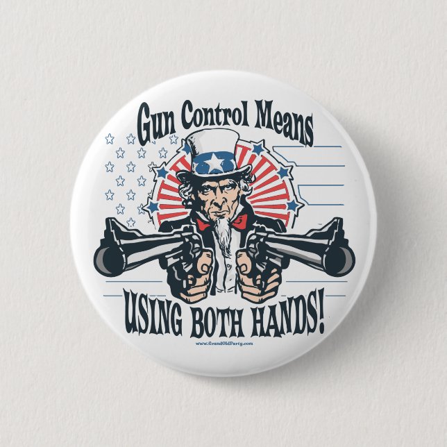 Uncle Sam Gewehr-Kontrollen-Knopf Button (Vorderseite)