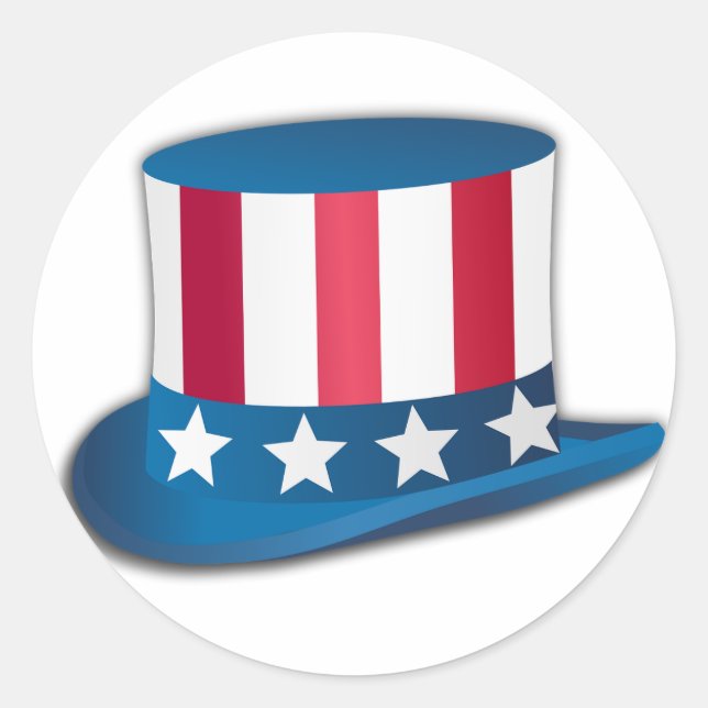 Uncle Sam Hat Runder Aufkleber (Vorderseite)