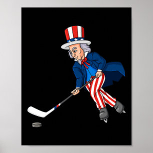 Uncle Sam Hockey 4. Juli Patriotic Boys Kids T Poster