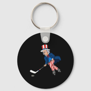 Uncle Sam Hockey 4. Juli Patriotic Boys Kids T Schlüsselanhänger