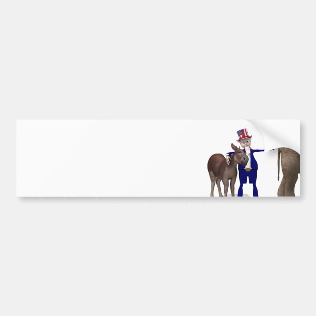 Uncle Sam Hugs Happy Donkey Autoaufkleber (Vorne)