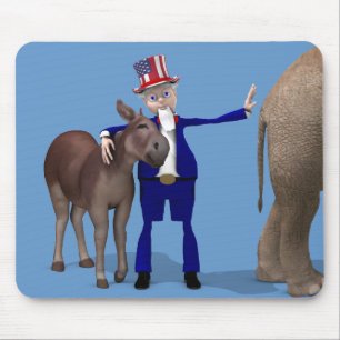 Uncle Sam Hugs Happy Donkey Mousepad
