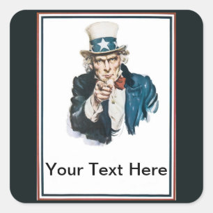 Uncle Sam I Woll Sie anpassen Ihren Text hier Quadratischer Aufkleber