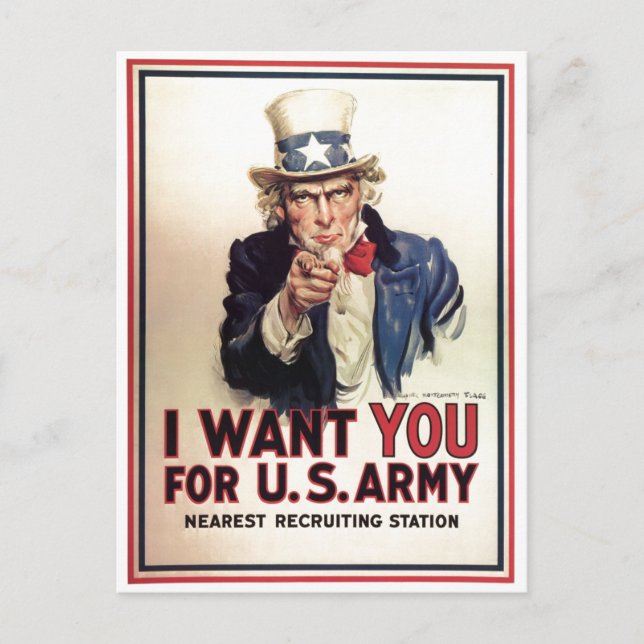 Uncle Sam I Woll You For US Army Postkarte (Vorderseite)