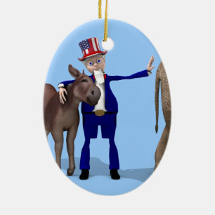 Uncle Sam Lieben Donkeys Keramikornament
