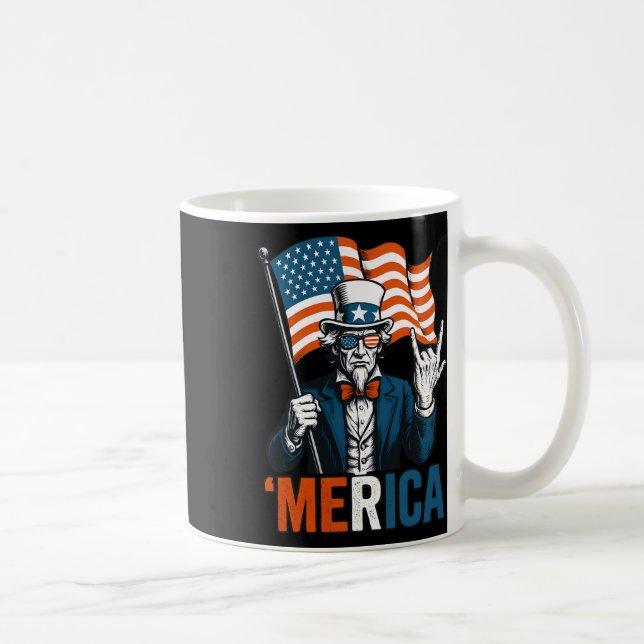 Uncle Sam Merica Rock Funny 4. Juli American F Kaffeetasse (Rechts)