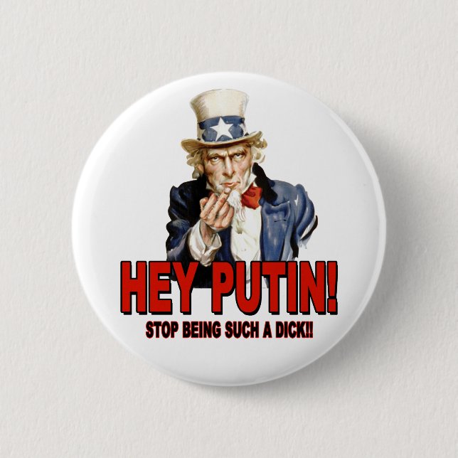 Uncle Sam Middle Finger Hey Putin Dick Button (Vorderseite)