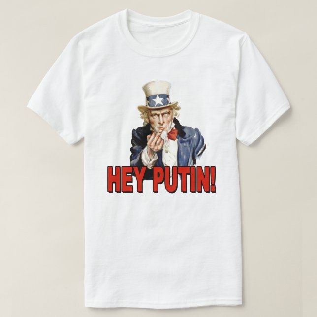 Uncle Sam Middle Finger Hey Putin T-Shirt (Design vorne)