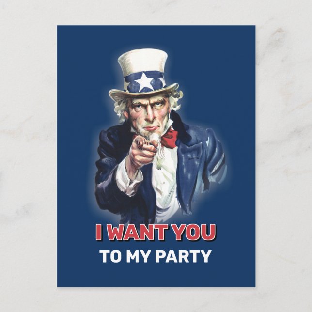 Uncle Sam Party Einladung Postkarte (Vorderseite)