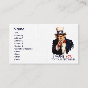 Uncle Sam Personalisierte Geschäfts-Karten Visitenkarte