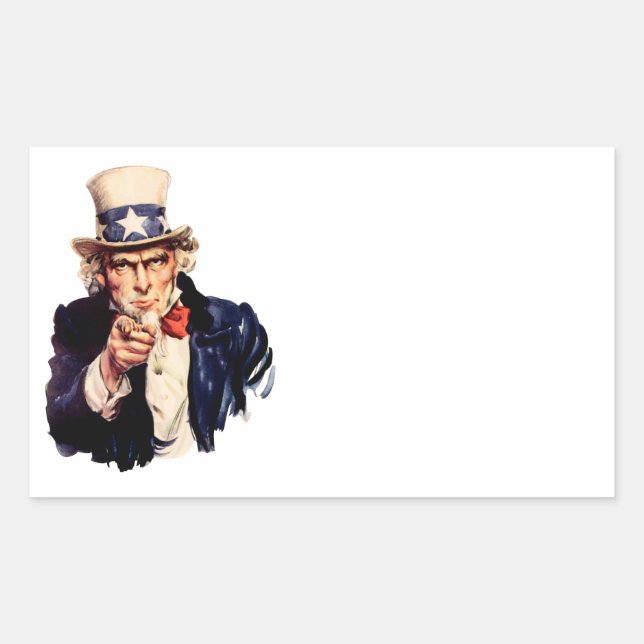 Uncle Sam pointet seinen Finger Rechteckiger Aufkleber (Vorderseite)