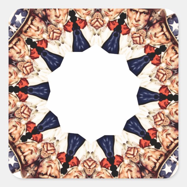 Uncle Sam Pointing Finger Kaleidoscope Quadratischer Aufkleber (Vorderseite)