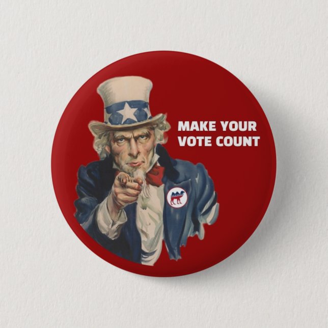 Uncle Sam Prohibition Party Button (Vorderseite)