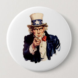 UNCLE SAM RED WHUE BLUE PATRIOTIC BUTTON