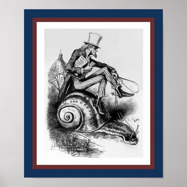 Uncle Sam Riding der Schnecke des Kongresses Poster (Vorne)