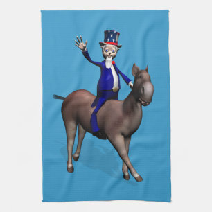 Uncle Sam Riding on Donkey Küchentuch