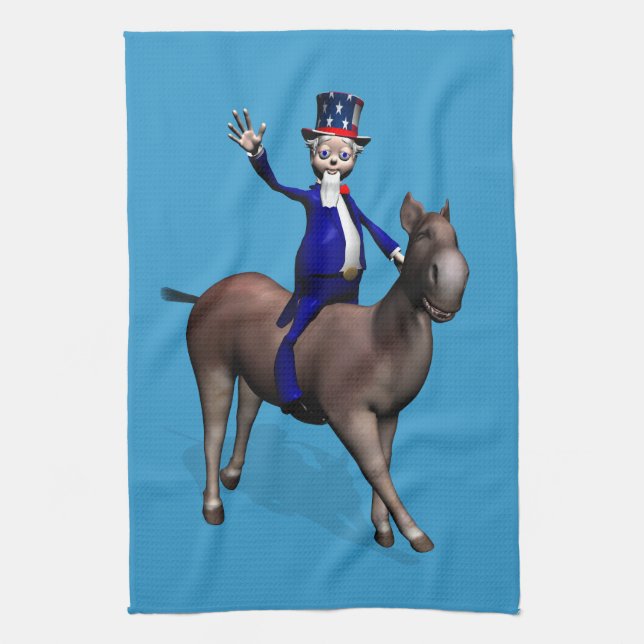 Uncle Sam Riding on Donkey Küchentuch (Vertikal)