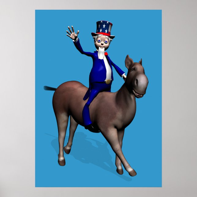 Uncle Sam Riding on Donkey Poster (Vorne)