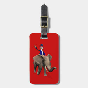 Uncle Sam Riding on Elephant Gepäckanhänger