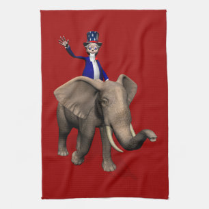 Uncle Sam Riding on Elephant Handtuch