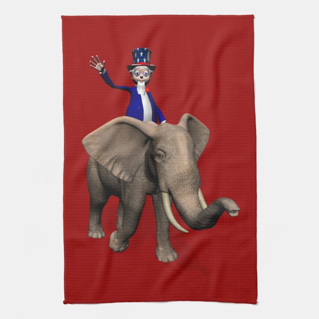 Uncle Sam Riding on Elephant Handtuch (Vertikal)