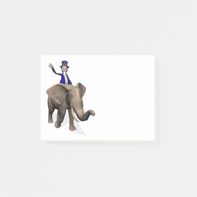 Uncle Sam Riding on Elephant Post-it Klebezettel (Vorderseite)