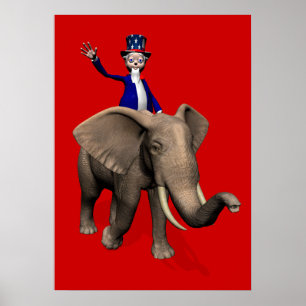 Uncle Sam Riding on Elephant Poster