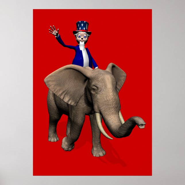 Uncle Sam Riding on Elephant Poster (Vorne)