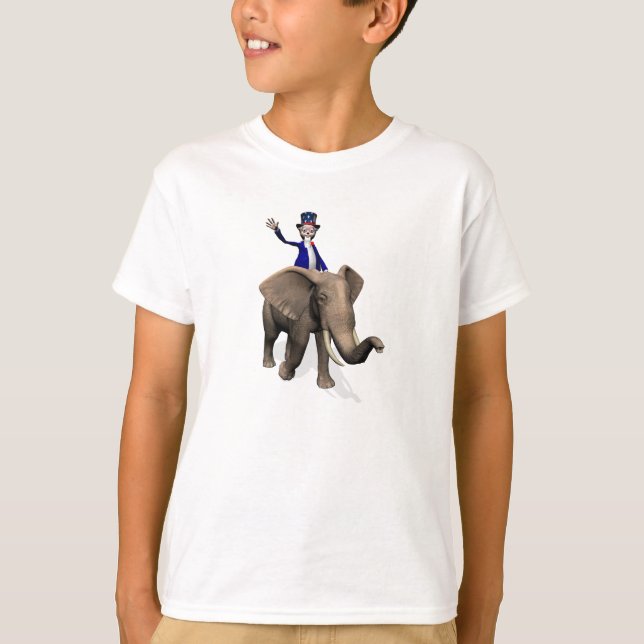 Uncle Sam Riding on Elephant T-Shirt (Vorderseite)