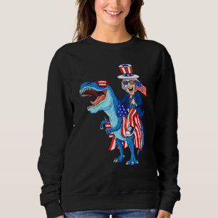 Uncle Sam riding T Rex 4. Juli Jungs Mädchen Kinde Sweatshirt