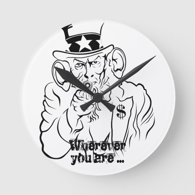 Uncle Sam Round Clock Runde Wanduhr (Vorderseite)