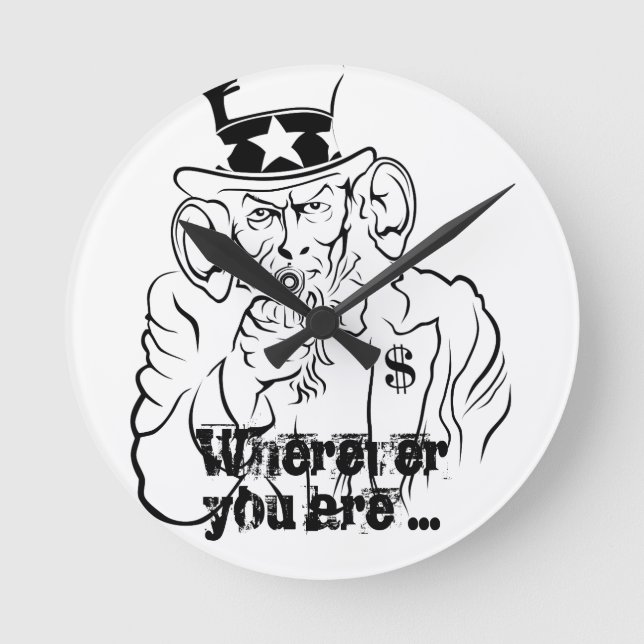 Uncle Sam Runde Wanduhr (Vorderseite)