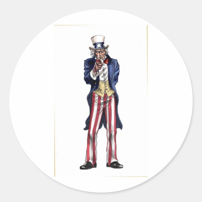 Uncle Sam Runder Aufkleber (Vorderseite)