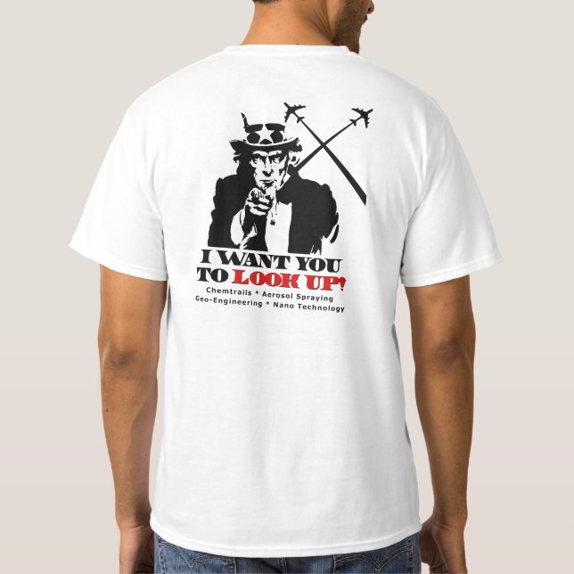 Uncle Sam Sagt Halt Chemtrails T-Shirt (Rückseite)