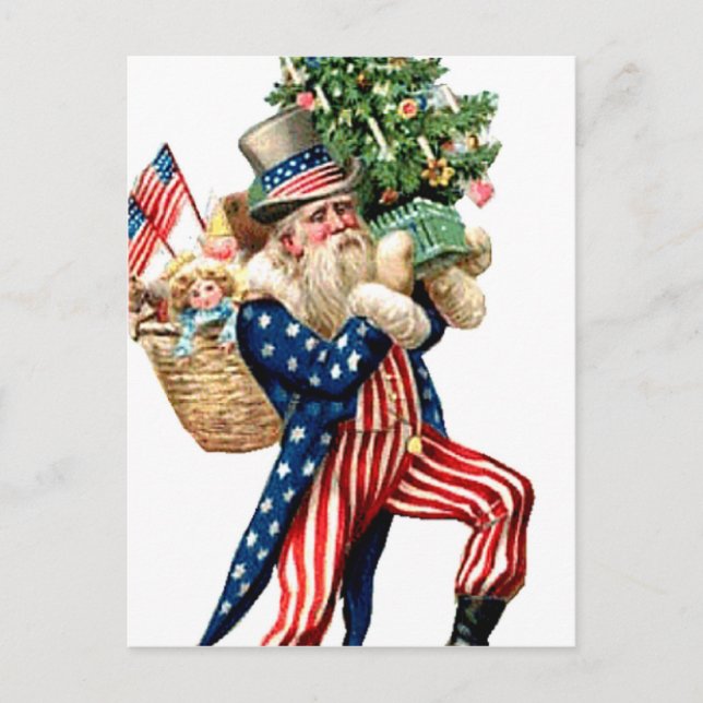 Uncle Sam Santa Claus Christmas Feiertagspostkarte (Vorderseite)