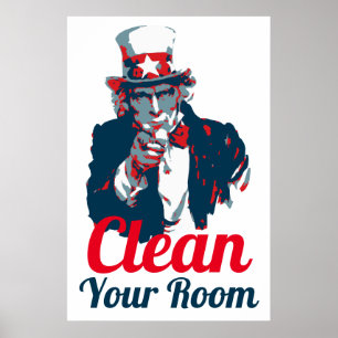 Uncle Sam Säubern Ihren Raum Poster
