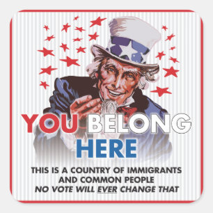 Uncle Sam "Sie gehören hier" quadratischer Quadratischer Aufkleber
