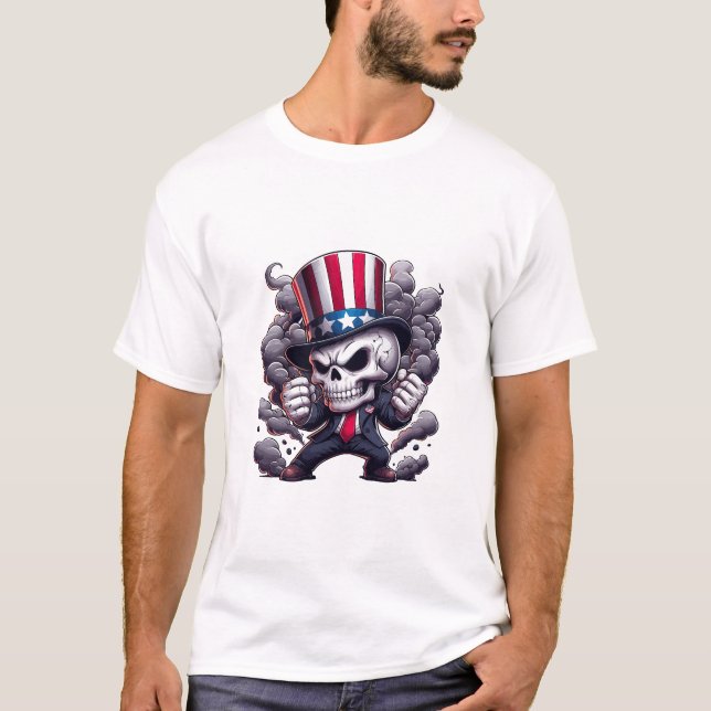 Uncle Sam Skull T-Shirt – Patriotic Skull Graphic  (Vorderseite)