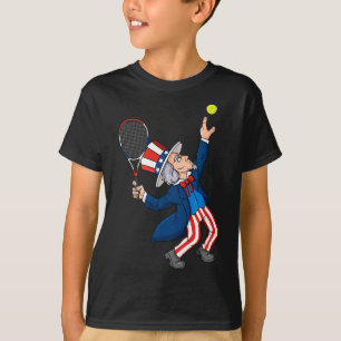 Uncle Sam Tennis 4. Juli Patriotic Boys Girls T-Shirt