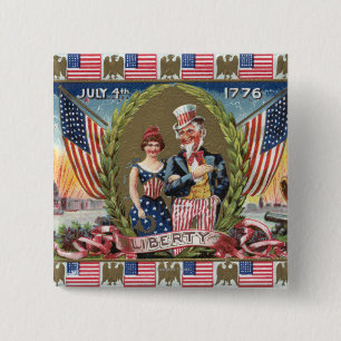 Uncle Sam Und Dame Liberty Button